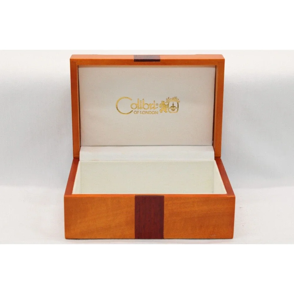 Colibri of London Jewelry Trinket Box Two Tone Brown Wood Rectangle Hinged